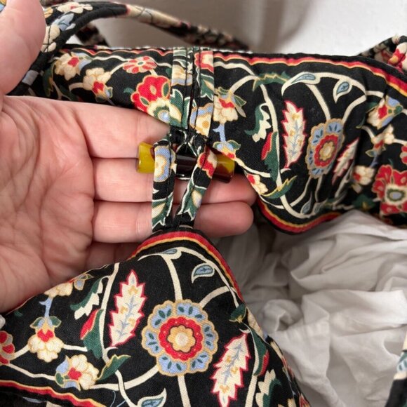 Vera Bradley Black Paisley Print Quilted Tote Bag with Toggle Closure - Picture 4 of 10